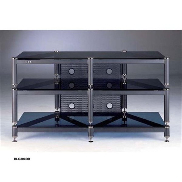 Vti Manufacturing VTI Manufacturing BLG503BB 5 Black Capspike Black Poles3 Black Glass Shelves Stand BLG503BB